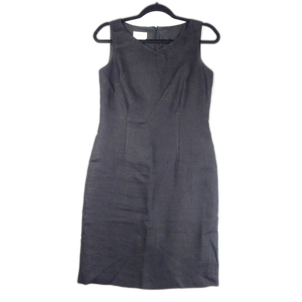 Talbots 100% Irish Linen Sleeveless Sheath Dress Black Size 4 Old Money Classic